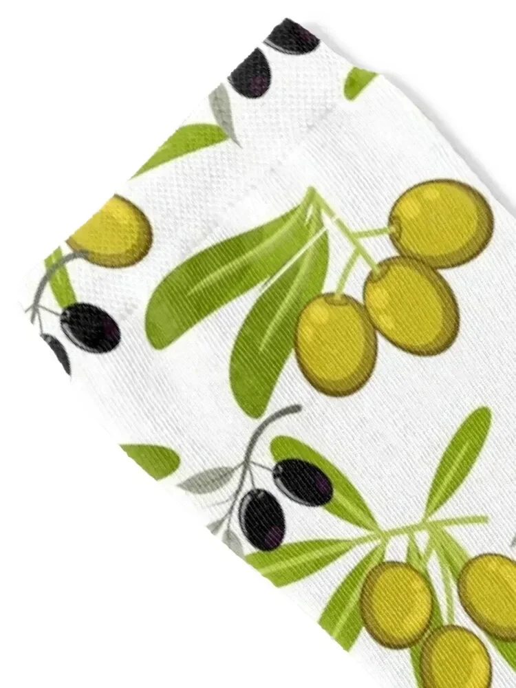 Green and Black Olives with Leaves Pattern Socks heated man Men Socks Women's