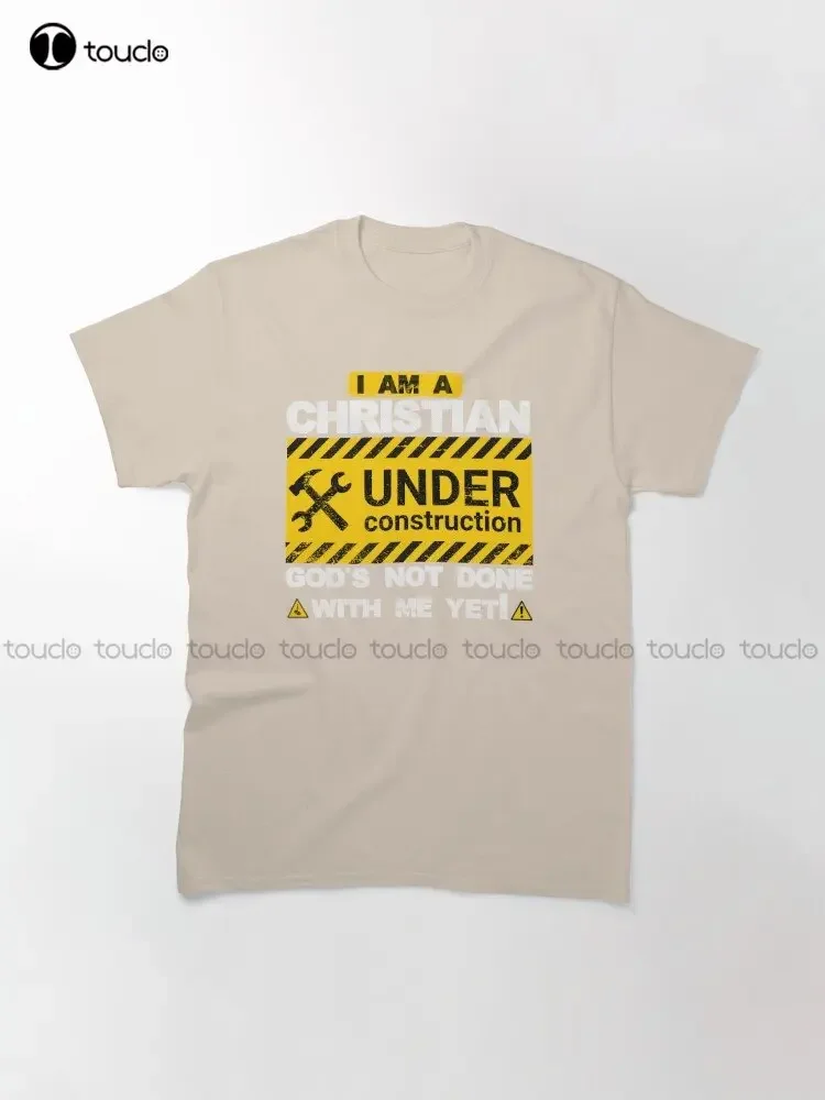 Funny Christian Under Construction Trending T-Shirt Fall Shirts Women O-Neck Streetwear Oversized Xs-5Xl Printed Tee Streetwear