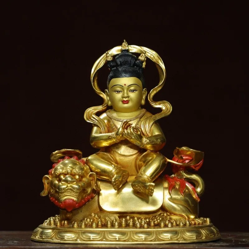 Hand-Cast Premium Brass Manjusri Bodhisattva Statue - 8.3