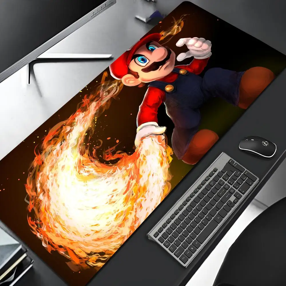 Alfombrilla de ratón M-MarioES de película de Anime, alfombrilla de ratón grande con bloqueo para juegos Xxl, alfombrilla de goma grande para ordenador Gamer, alfombrilla de escritorio para ordenador portátil