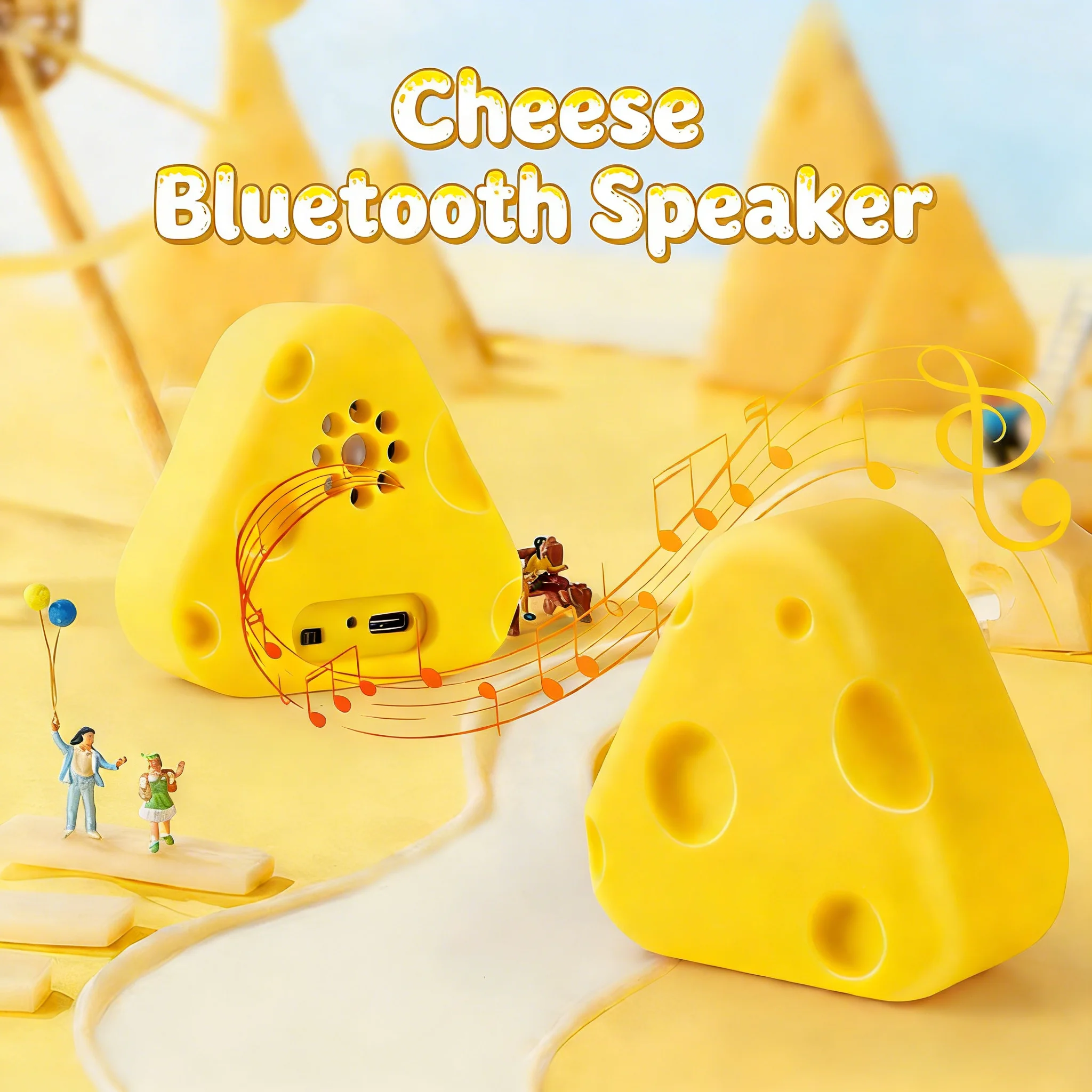 

Cute Cheese Bluetooth 5.2 Speaker Stereo Sound Mini Portable Sound Box For Home Outdoor