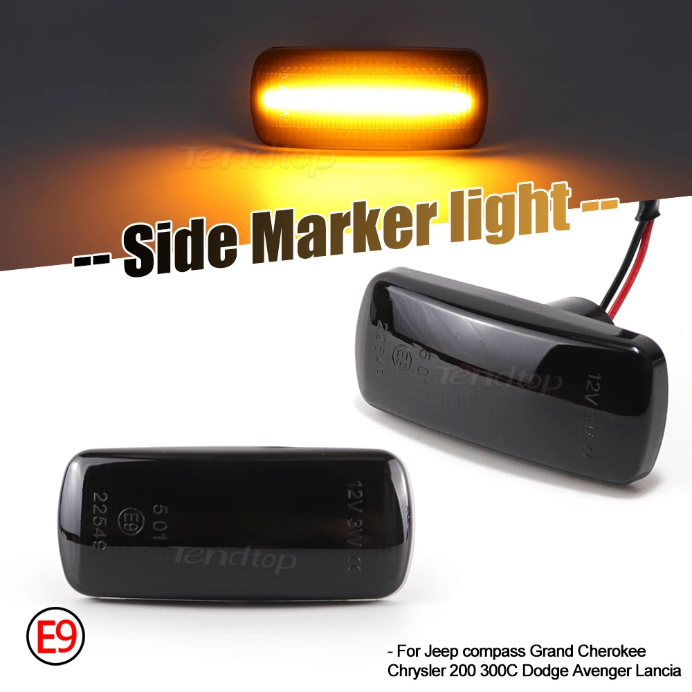 Led Dynamic Side Marker Turn Signal Indicator Flowing Flash Repeater Light For Chrysler 200 300 Sebring Town & Country 300C Jeep