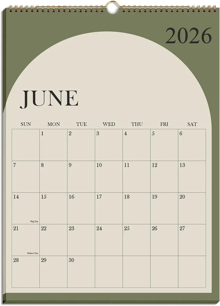 

19-Month Wall Calendar June 2026-December 2027, 12"x14.5", Thick Paper, Cyan