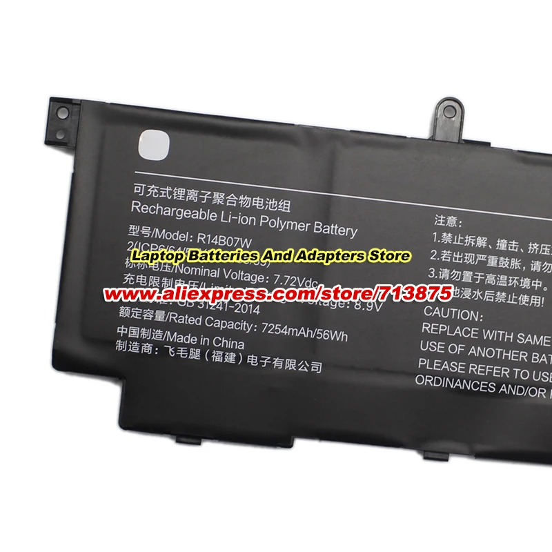 جديد R14B07W بطارية ل Xiaomi Book Pro 14 2022 MIA2210-AD MIA2207-AI MIA2207-BI بطارية ليثيوم بوليمر 7.72 فولت 7254 مللي أمبير 56Wh #5