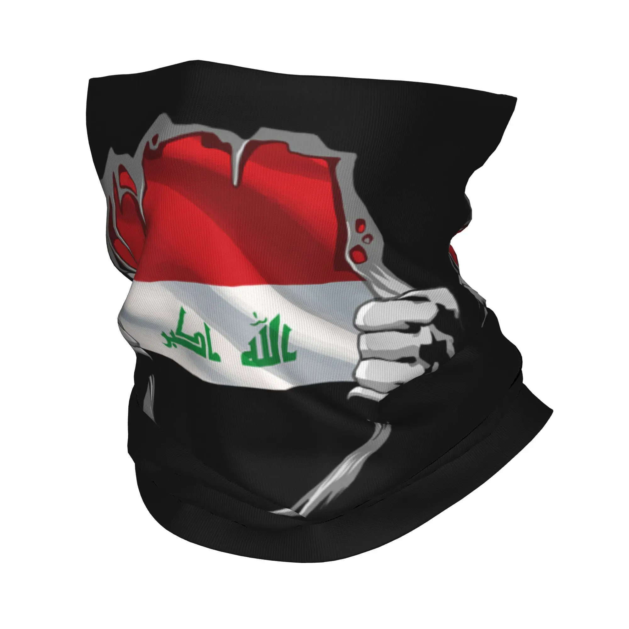 

Men Iraq Flag Bandana Merch Neck Gaiter Printed Face Scarf Multi-use Scarf For Hiking Suit for All Season
