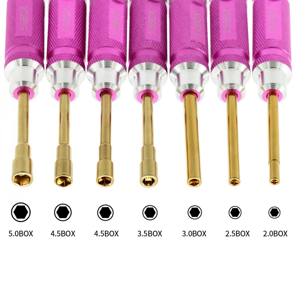 7Pcs Hexagonal Screwdriver Set High-quality Aluminum Alloy 2.0/2.5/3.0/3.5/4.0/4.5/5.0mm Aviation Model Tools For RC Models