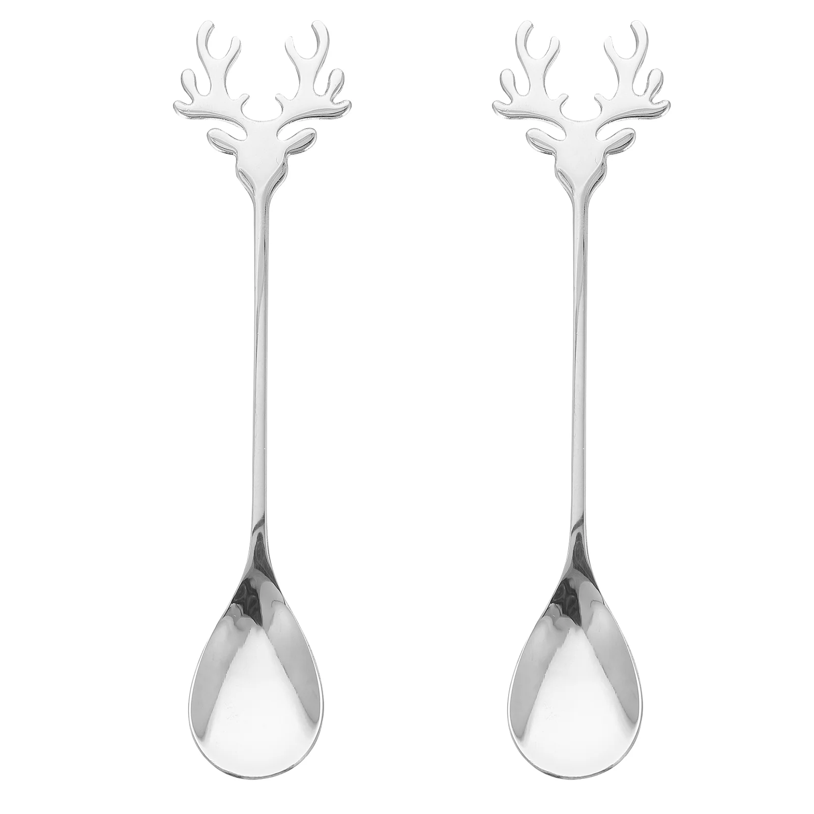 

2 Pcs Christmas Spoon Gifts for Stocking Stuffers Spoons Concentrate Stainless Steel Elk-shaped Tea Unique Creative Coffee