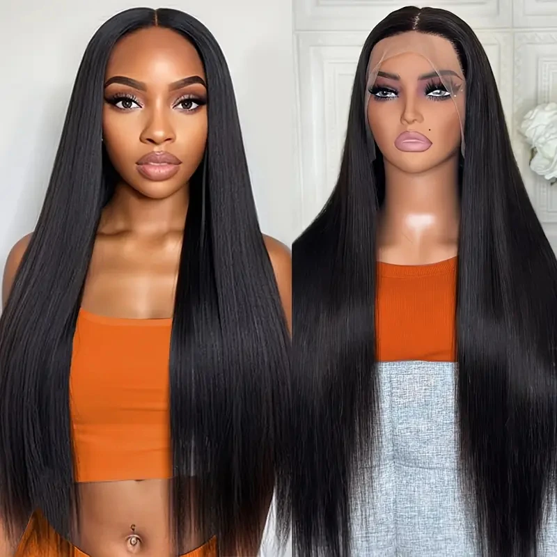 Alimice Pre Cut Lace 13x4 Straight Human Hair Glueless Wig  Lace Front Wigs Human Hair 180% Density Upgraded