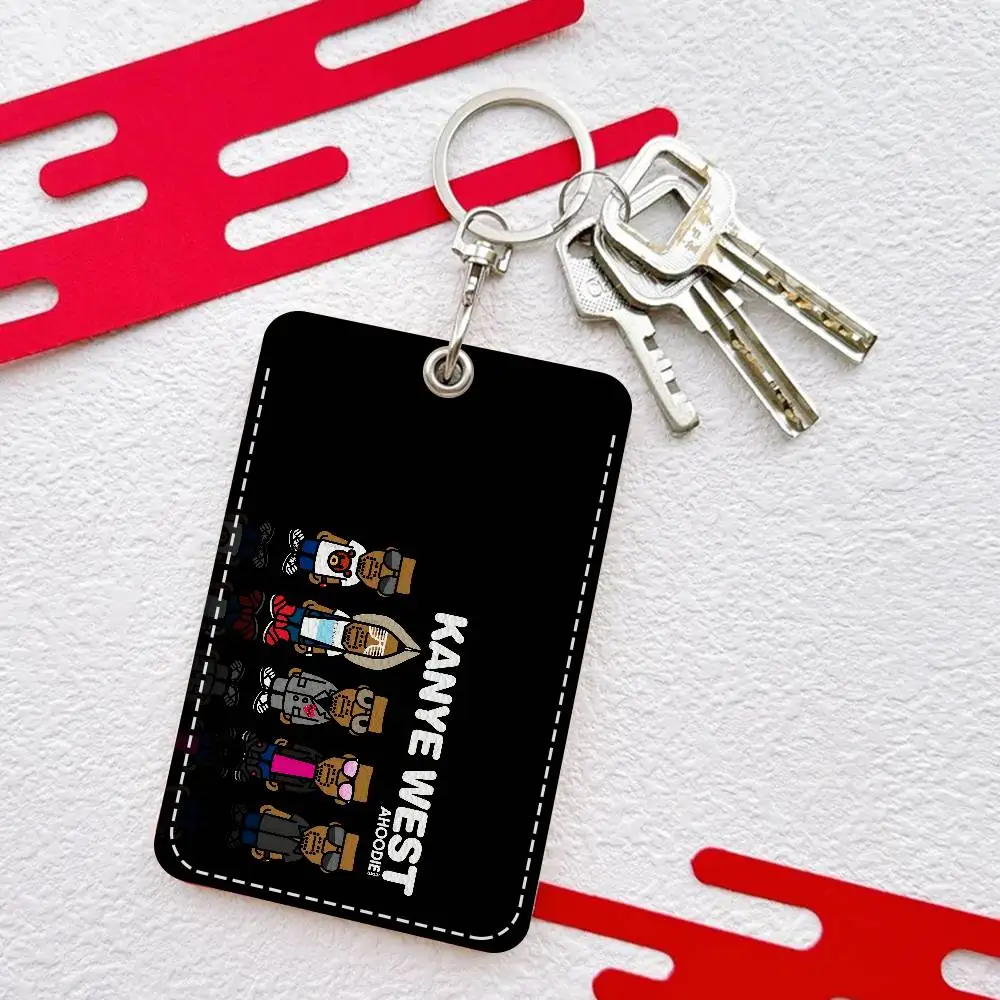 Kanye West Anmie Rectangle Keychain Card Holder, Badge Credit Card Holder, Student ID Card Holder, Bus Cards Cover