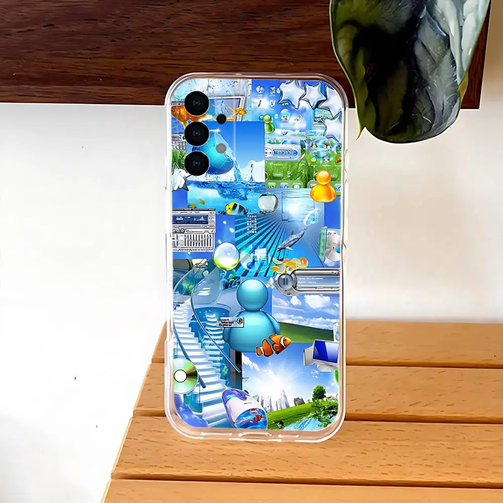 Funda de teléfono Frutiger Aero estilo azul para Samsung S30,S25,S24,S23,S21,S22,S20,S10,5G,FE,lite,PIus, funda Ultra transparente