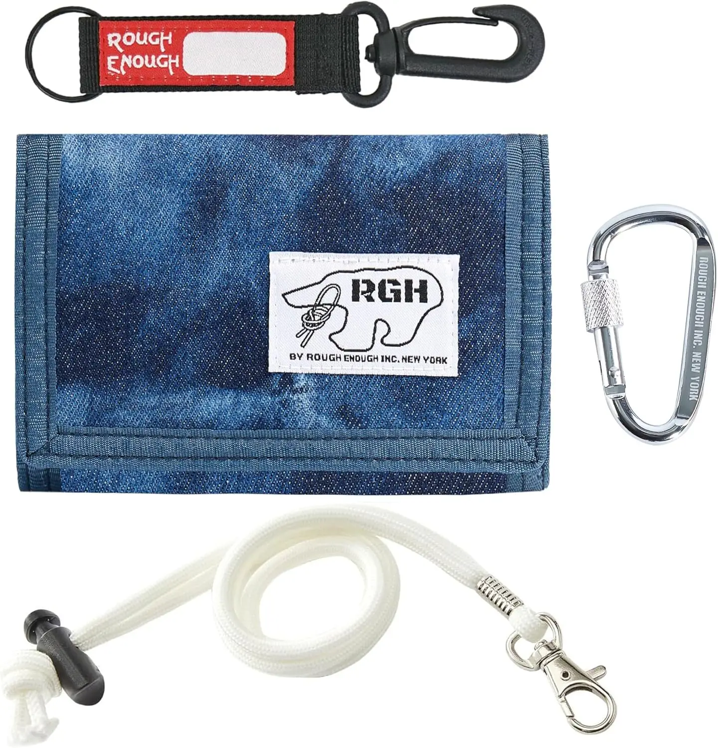 

Rough Enough Kids Wallet for Boys Preppy Teens RFID Blocking with Glow in the Dark Lanyard Keychain RE8739