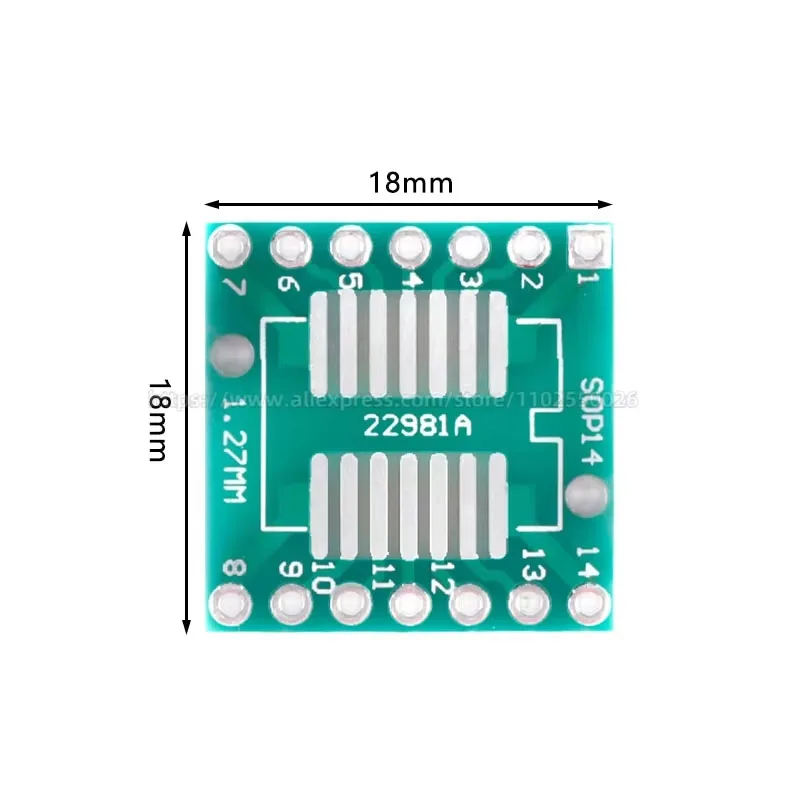 10PCS TSSOP14 SSOP14 SOP-14 SOP14 to DIP14 PCB Transfer Board DIP Pin Board Pitch IC Adapter plate Conversion board