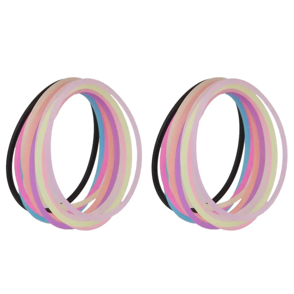 10pcs Elastic Silicone ' Rope Bracelet Bangles -Mixed Colors