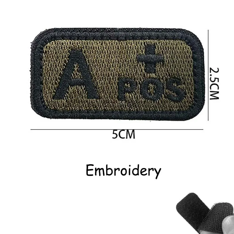 1/2 Stück, A B AB O POS-NEG Blutgruppen-Abzeichen, Stoffapplikation, Stickerei, Klettverschluss-Patches, militärischer taktischer Patch für Rucksäcke