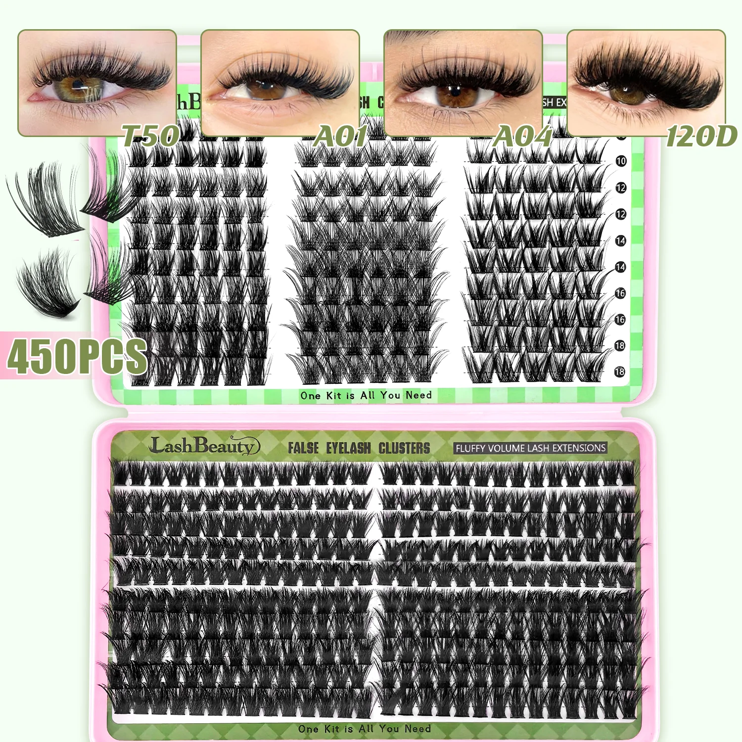 Künstliche Wimpern-Cluster, natürliches, dickes Volumen-Wimpernverlängerungsset – Hochwertige Einzelwimpern, Festivalgeschenk