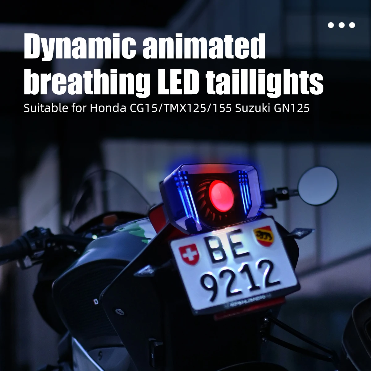 Motorrad LED-Rücklicht Dynamisches Stroboskop-Warnlicht Dekorative Signalleuchten Kennzeichenbeleuchtung Universal 12V