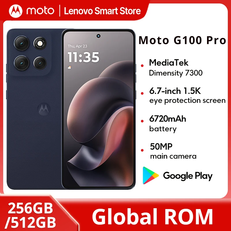 هاتف موتورولا موتو G100 برو الذكي العالمي ROM الأبعاد 7300 6.7 بوصة 1.5K pOLED 120 هرتز عرض 50MP AI كاميرا 6720mAh الهاتف المحمول