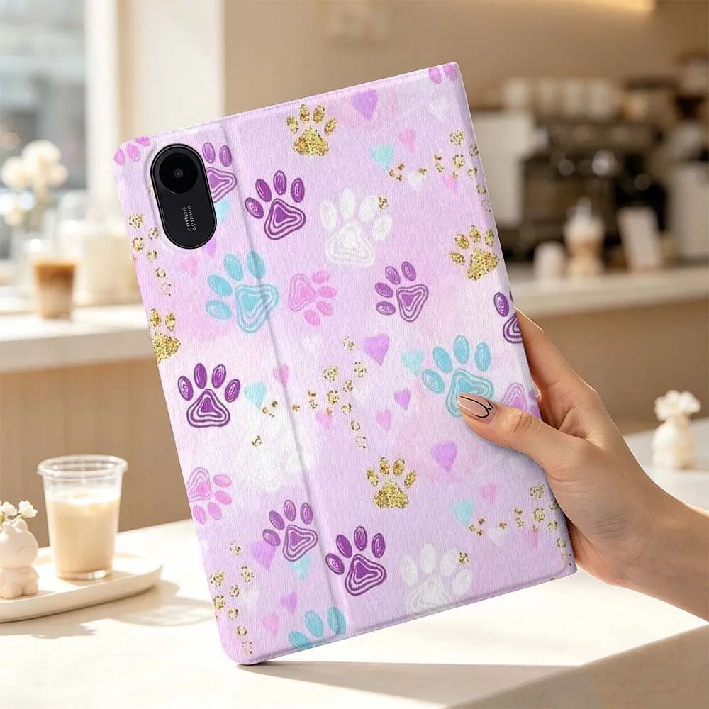 Cartoon Glitter Paw Prints For Xiaomi Poco Redmi Pad 8 2 4 5 6 6S 7 7S SE Pro Max 14 11 8.7 11.2 12.5 Inch Tablet Case Fashion
