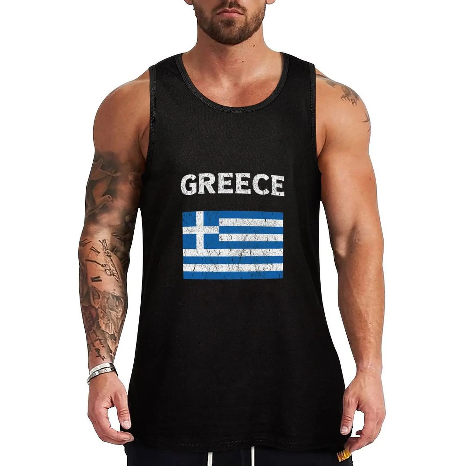 

Vintage Greece Greek Flag Tank Top cool things gym training accessories Sportswear for men
