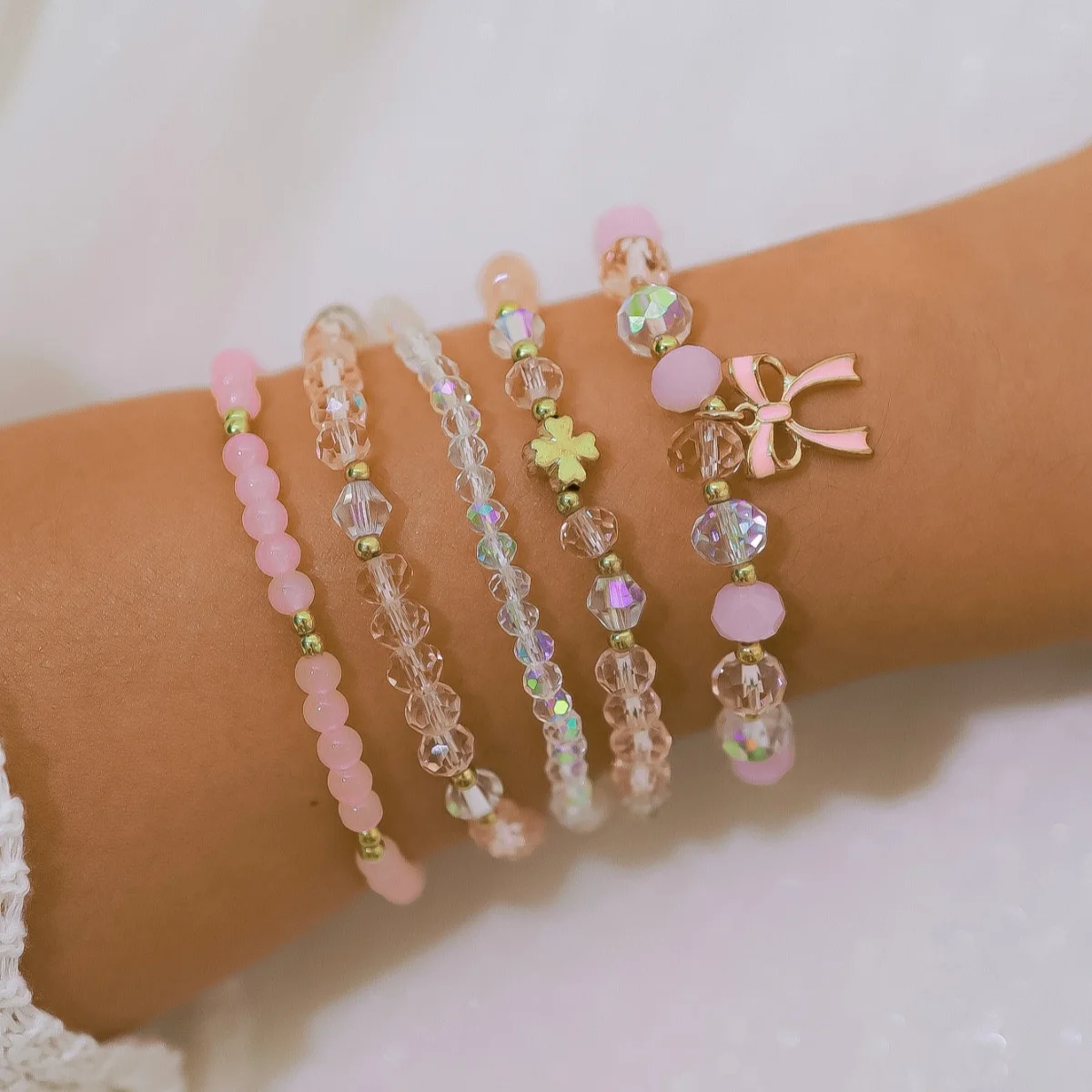 5 قطع الأزياء الخرز الصليب القوس أساور مجموعة للنساء لطيف سحر أساور مجوهرات هدايا #1