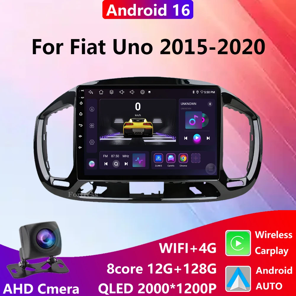 Radio Multimedia con GPS para Fiat Uno 2014-2020, Navegación Android, WIFI, Reproductor de Video, Carplay Inalámbrico, BT, DSP, Estéreo, Herramientas para Auto