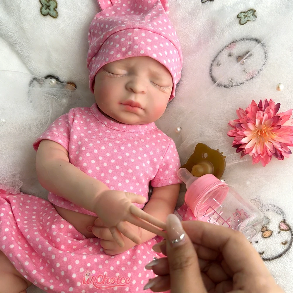 44cm Full Body Soft Silicone Reborn Doll for Expectant Mothers Realistic Handmade Visible Veins Weighted Doll for Christmas Gift