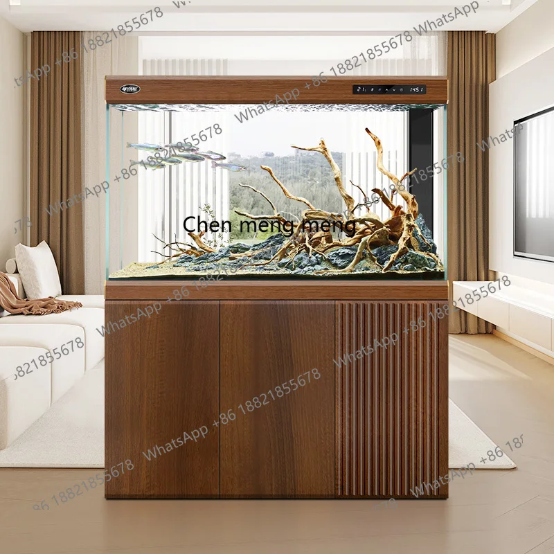 Living room new ultra-white glass large aquarium household floor dragon fish tank goldfish tank