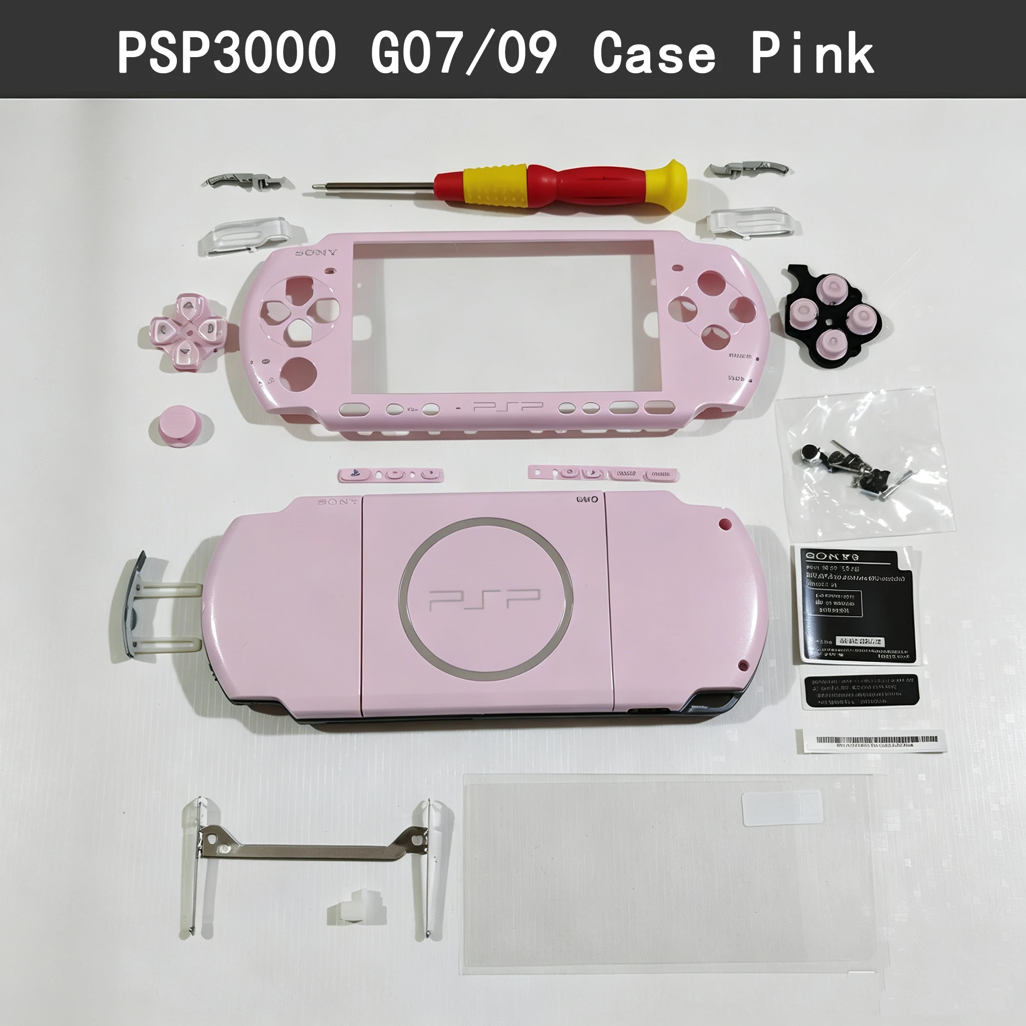 Obudowa zamienna do Sony PSP3000 G09/07, jednolity kolor, pełna obudowa, zestaw części do samodzielnej naprawy, zestaw do wymiany obudowy konsoli. — zdjęcie produktu 6