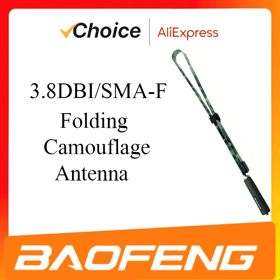 Baofeng Official Store Foldable camouflage CS Tactical Antenna SMA Female 144/430Mhz for UV 5R UV82 UV 13 PRO BF 888S Radio