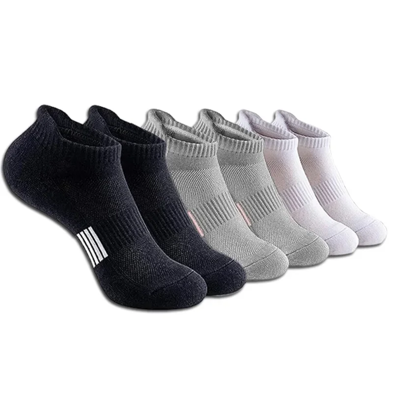 5 Pairs Ankle Socks Women Athletic No Show Socks Running Comfort Cushioned Men Sport Socks Sweat-absorbing and Breathable