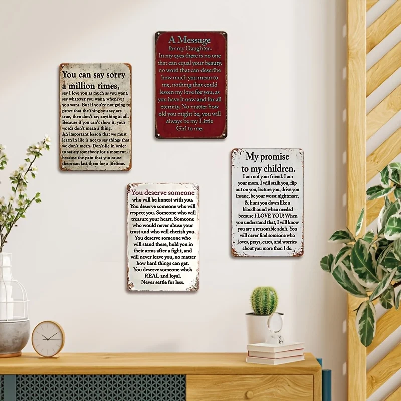 4pcs Inspirational Metal Signs- 