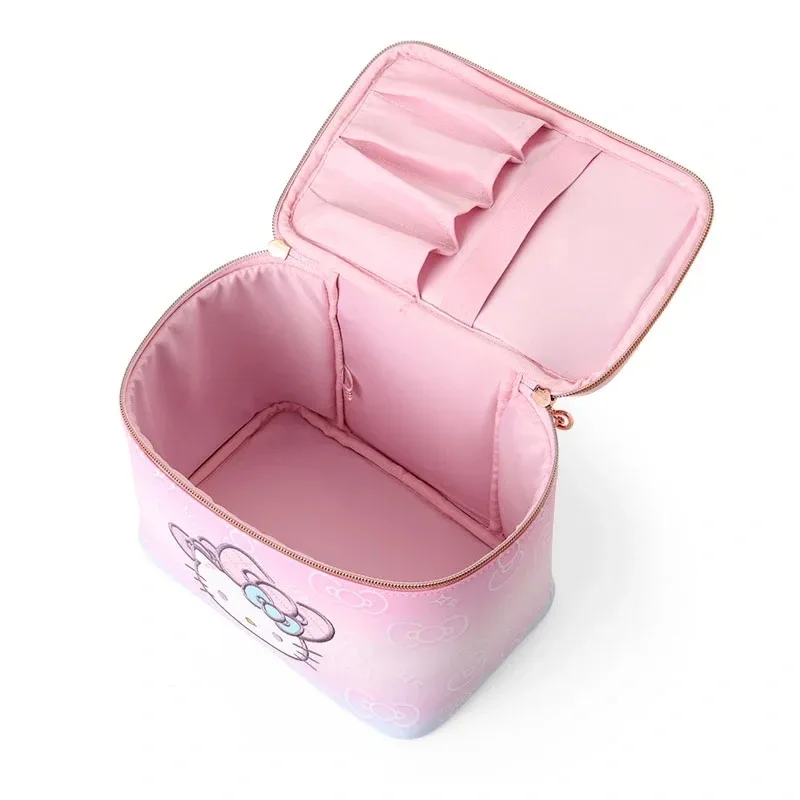 Sanrios Hello Kitty Cosmetic Bag Large Handheld Capacity  Embroidery  Makeup Storage Travel Portable Waterproof Bag Gifts