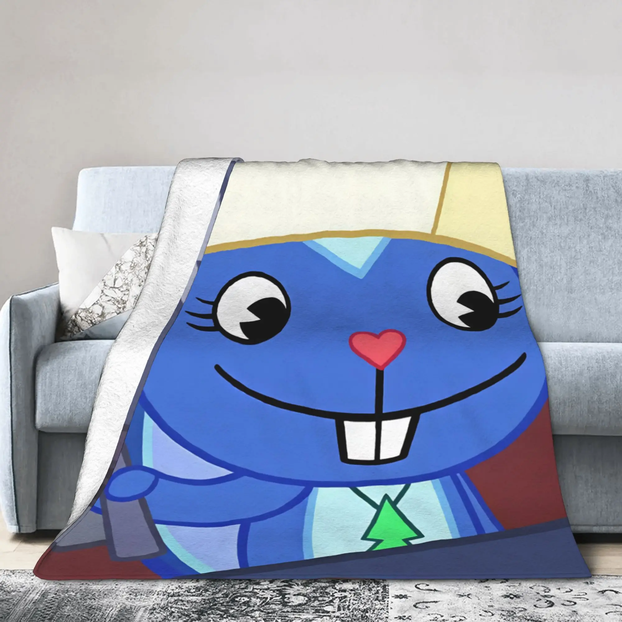Cartoon H-Happy Tree F-Friends Blanket  Warm Novelty Plush Throw Blanket For Boy Girl Bedroom Flannel Bedspread Bed Cover