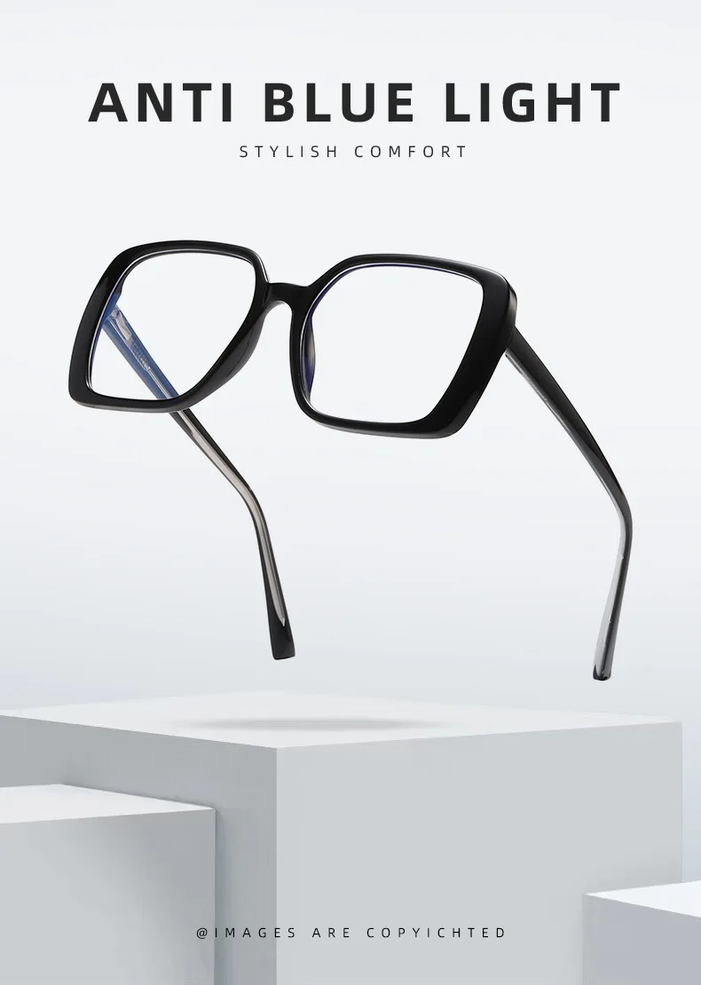 Luxus Vintage transparente übergroße quadratische Lesebrille Frauen Computer Brille Anti Blaulicht Brille Presbyopie Brille – Detail 6