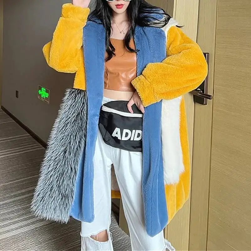

Faux Fur Women Long Coats Y2k Streetwear Jackets Turn Down Collar Coat Thick Warm Jacket Work Outerwear Autumn Winter 2025