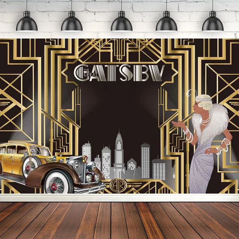 Photography Backdrop For Adult Ceiling Retro Roaring 20's 20s Party Art Decor Happy Birthday Wedding Background Supplies Banner