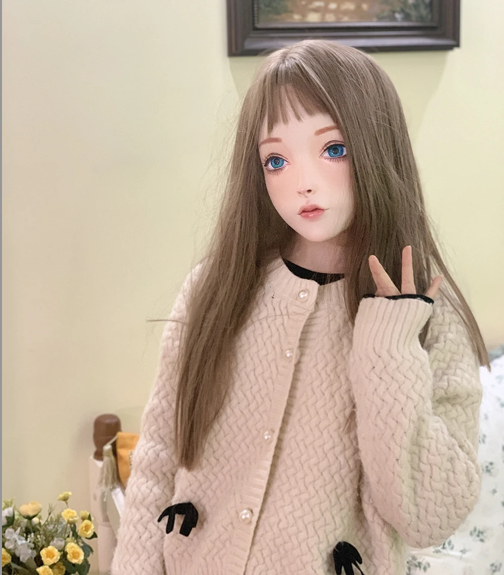 

(Yuki)High Quality Handmade Female/Girl Resin Half Head Human Style Cosplay Japanese Animego BJD Kigurumi Doll Mask