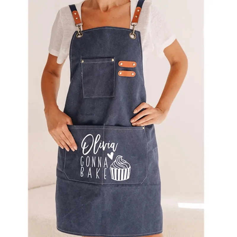 Personalized Unisex Canvas Apron, Custom Cross Back Artist Apron for Men, Women,BBQ Apron, Gardener Gift, Housewarming Gift