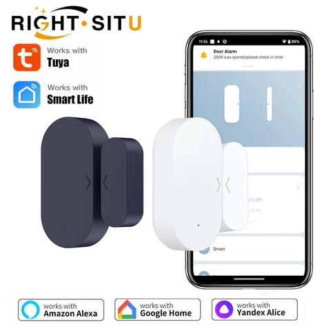 Tuya Zigbee 도어 윈도우 센서 스마트 홈용 접촉 센서 Alexa Google Home Yandex와 함께 작동