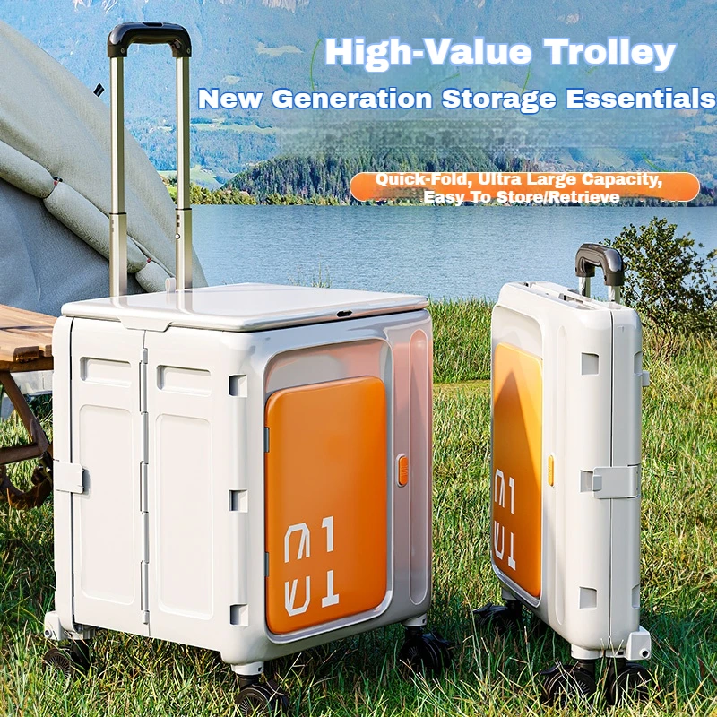 

Multifunctional Camping Trolley Large Capacity Portable Folding Outdoor Storage Box Home Camping Push Box Camping Equipment
