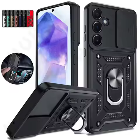 Phone Ring Stand Armor Case for Samsung, Camera Lens Cover, Stand Armor, Rotating Cover, S24, S23, S22 Ultra, S21, S20 FE,