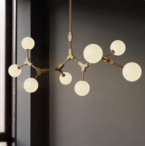

#Molecular Lamp, Round Multi-head Chandelier, LED Living Room Light