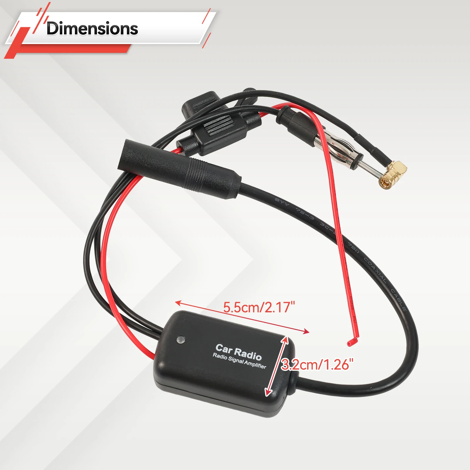 Car Accessories Car Stereo Antenna DAB+FM Aerial Splitter Cable Adapter12V Radio Signal Amplifier Antenna Signal Booster FM/AM view 2