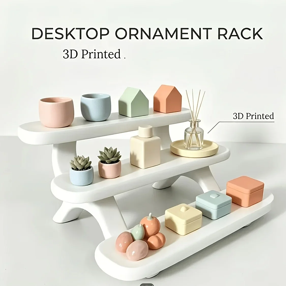3-Tier Ladder Shaped Desktop Display Rack, Figure Display Stand, Countertop Organizer for Bathroom and Desk Stationery
