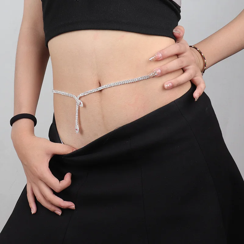 

Fashionable Single-layer Retro Style Two Headed Snake Rhinestone Waist Chain Women's Body Chain Jewelry