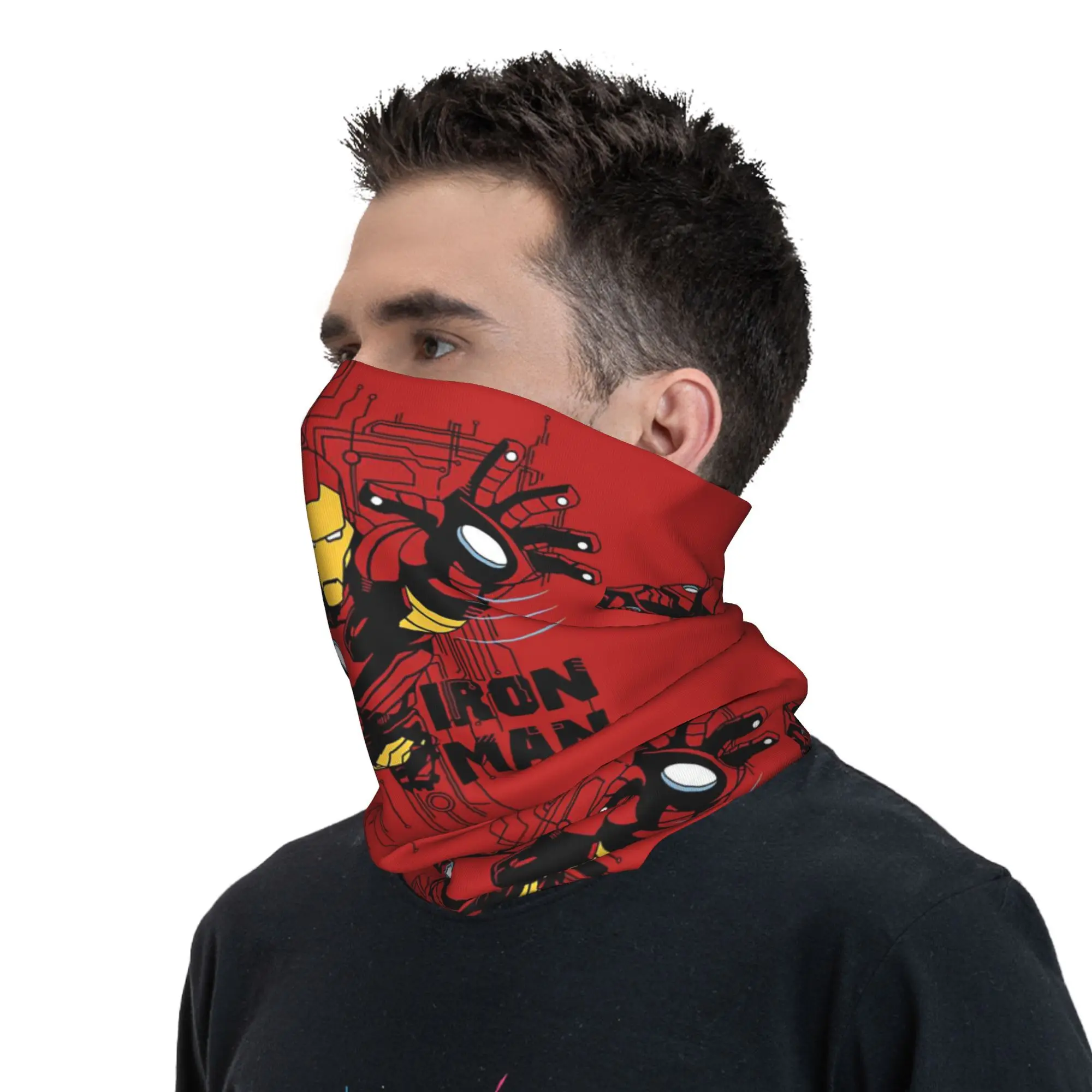 Custom Iron Man Movie Retro Poster Bandana Neck Gaiter for Ski Hunting Women Men Wrap Scarf  Headband Warmer