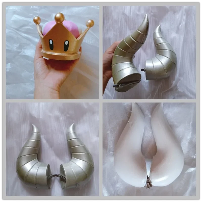 New Bowsette Kuppa Koopa Hime Princess Cosplay Womanize Crown Earrings Horns Hairpiece Headwear Halloween Costume Props Handwork