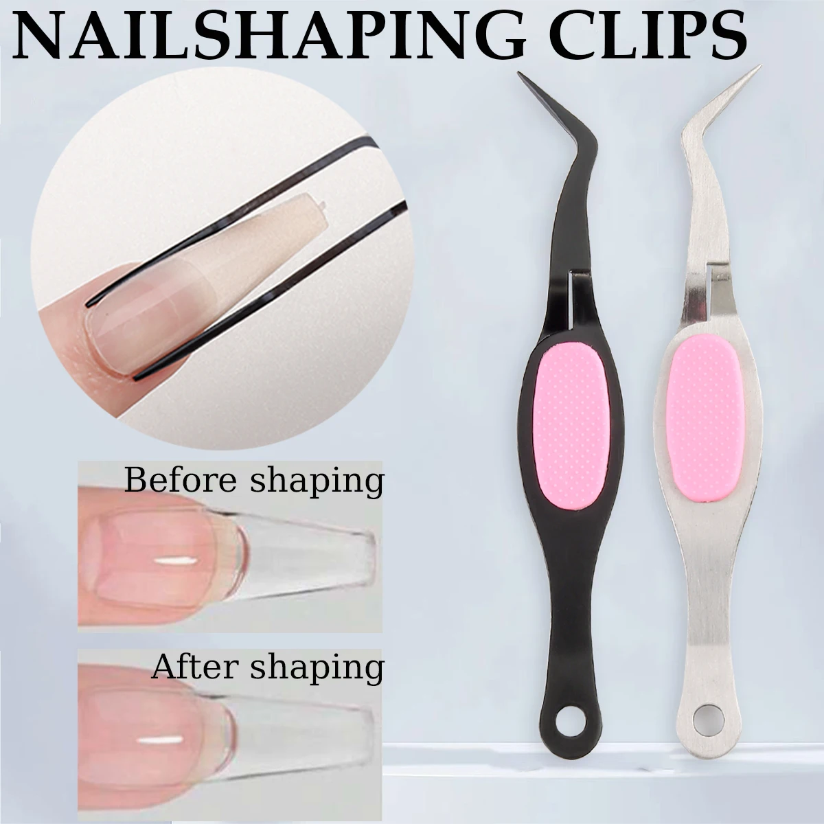 Multifunktionale Nagelkunst-Pinzette, Edelstahl-Nagelkunst-Pinzette, DIY-Werkzeug für Nagelverlängerung und -Formung