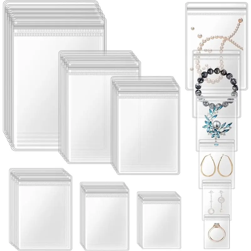 

A95D-Anti-Tarnish Self-Sealing Clear Plastic Zipper Jewelry Bags(300 Pcs) For Storing Bracelets, Jewelry