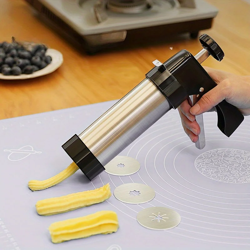 Prensa para hacer Churro de acero inoxidable para el hogar, extrusora profesional de masa para galletas fácil de usar para hornear, herramienta de cocina